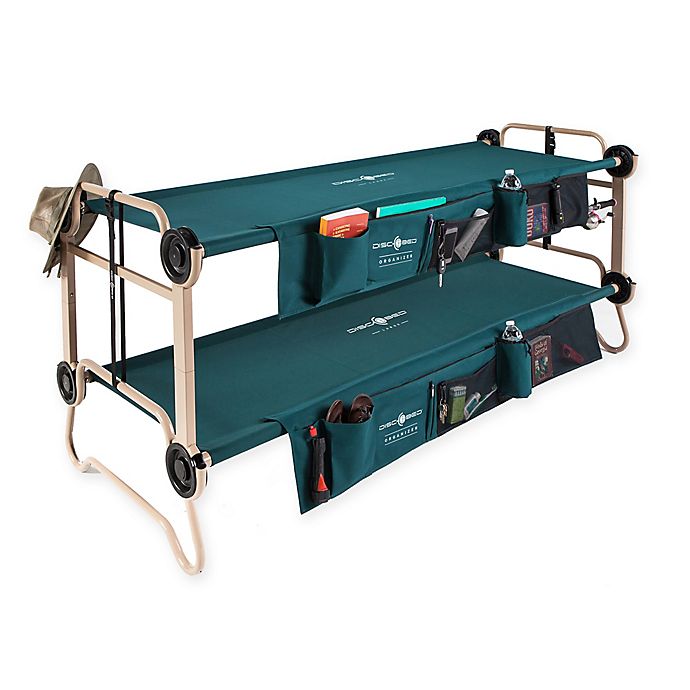 Disc-O-Bed with Side Organizers in Green/Tan