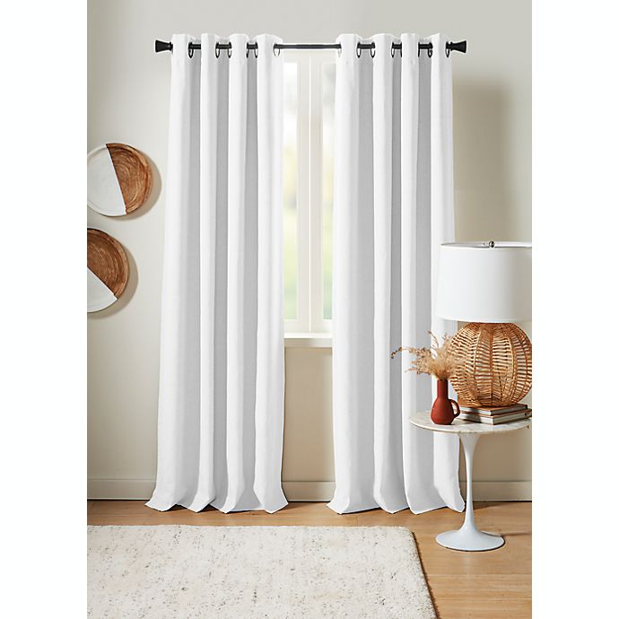 Studio 3B™ 63-Inch Cotton Linen Grommet 100% Blackout Window Curtain Panel in White (Single)