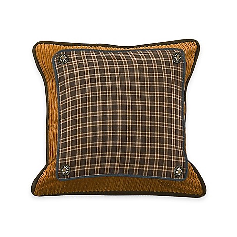 Buy HiEnd Accents Ocala Plaid, Corduroy & Denim Square Throw Pillow in Brown from Bed Bath & Beyond