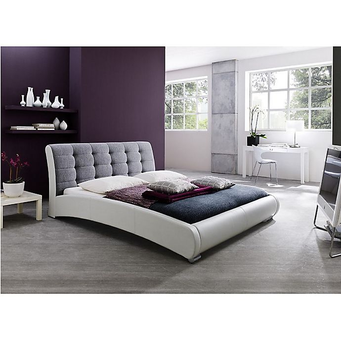 Baxton Studio Guerin Upholstered Queen Platform Bed in Grey