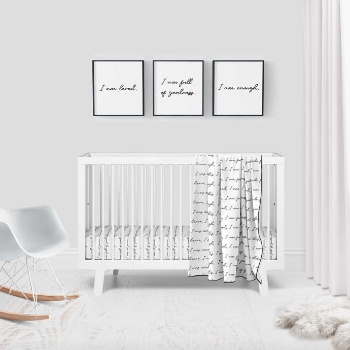 Goumi Organic Cotton You Are Loved 3 Piece Crib Bedding Set In Black White Buybuy Baby