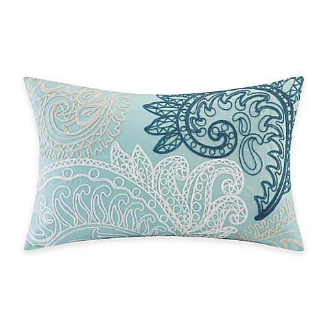 INK+IVY Mira Embroidered Oblong Throw Pillow in Blue - Bed Bath & Beyond