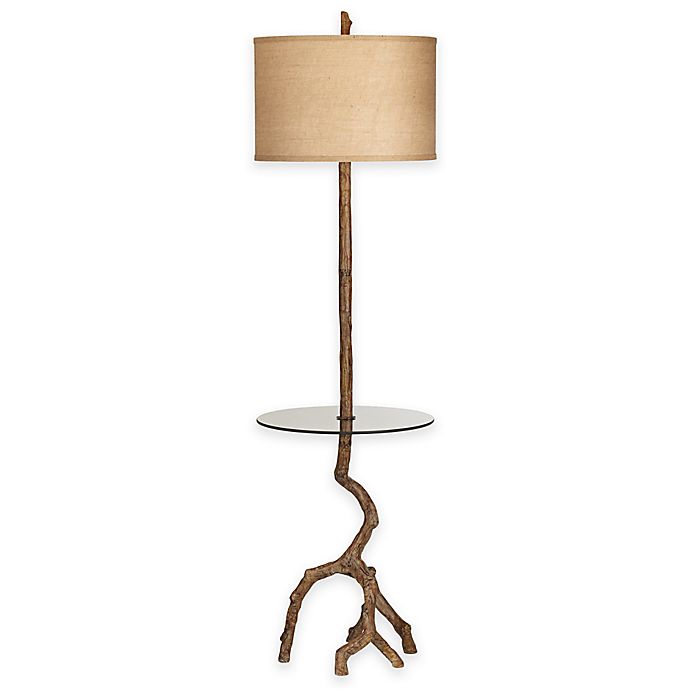 Lighting Beachwood Floor Lamp In Brown, Standing Lamp With Burlap Shade