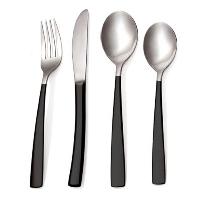 Skandia Totem 16-Piece Flatware Set in Black Resin - Bed Bath & Beyond