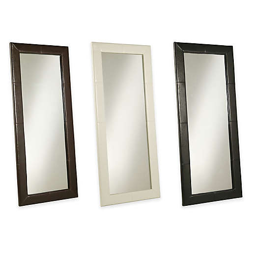 Delano Leather Floor Mirror, Abbyson Delano Ivory Leather Floor Mirror