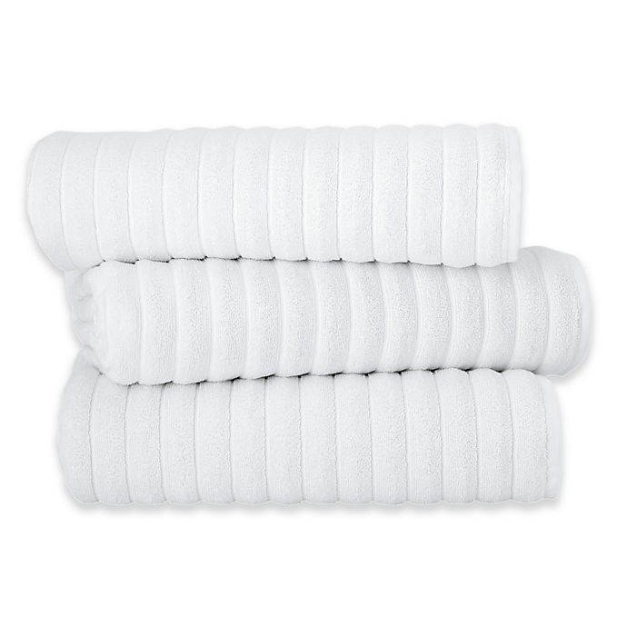 Classic Turkish Towels Turkish Cotton Ribbed 3-Piece Bath Sheet Set in White