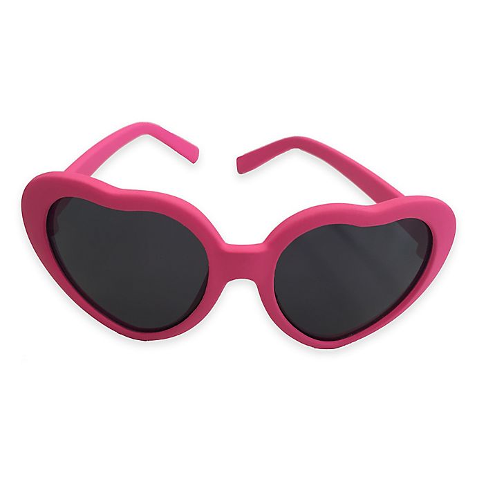 On The Verge Heart Shaped Rubber Sunglasses in Hot Pink