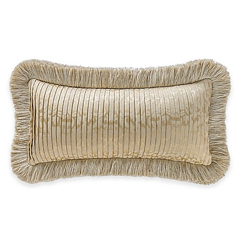 Buy Waterford Linens Marcello Pleated Damask Oblong Throw Pillow in Gold from Bed Bath & Beyond