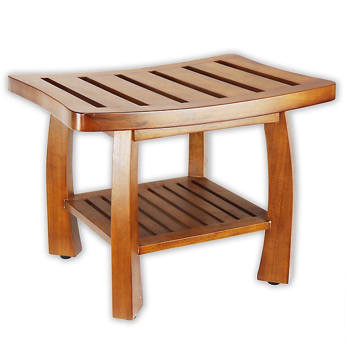 Solid Wood Spa Shower Bench With, Teak Bathroom Bench With Storage