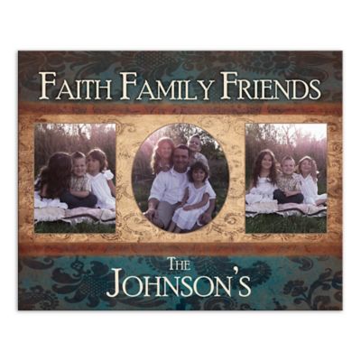 Damask "Faith Family Friends" Photo Collage Canvas Wall Art - Bed Bath