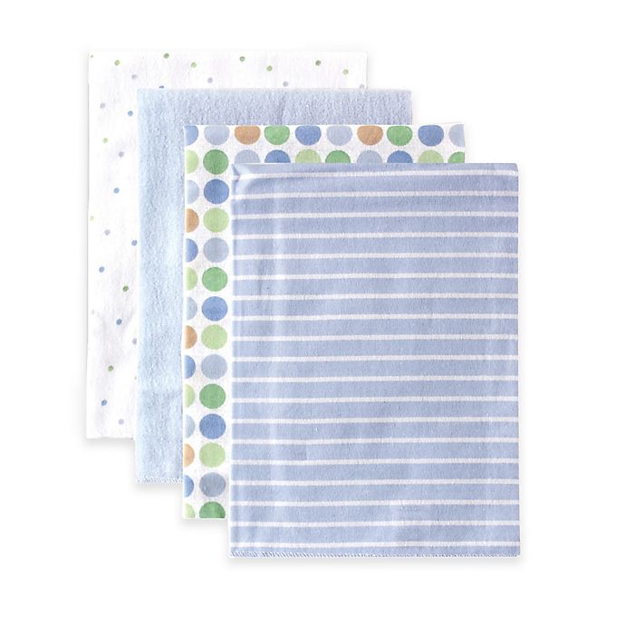 BabyVision® Luvable Friends® 4-Pack Stripes Flannel Receiving Blankets in Blue