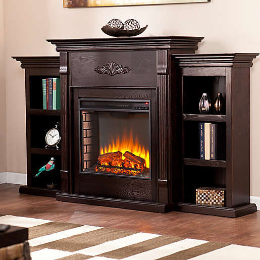 Southern Enterprises Tennyson Electric, Tennyson Ivory Electric Fireplace With Bookcases