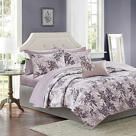 Madison Park Shelby Coverlet Set in Lavender/Grey - Bed Bath & Beyond