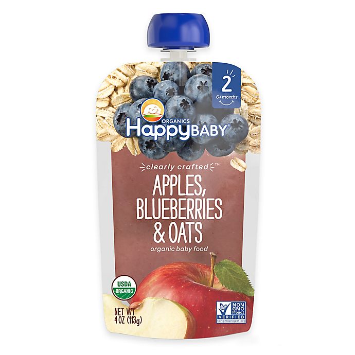 Happy Baby™ Clearly Crafted Stage 2 Organic 4 oz. Apples, Blueberries, and Oats