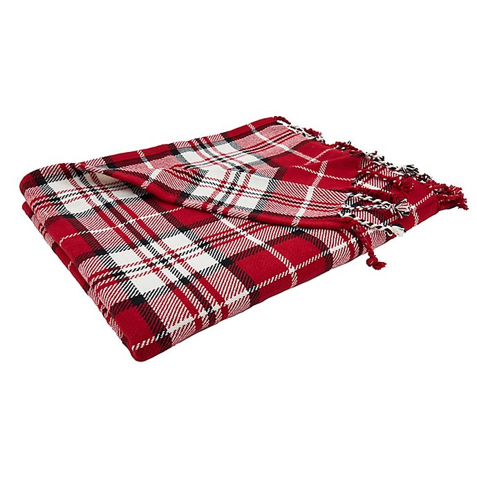 Saro Lifestyle Plaid Throw Blanket in Red