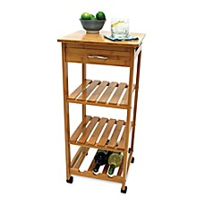 image of Lipper International Bamboo Rolling Cart with Wine Rack