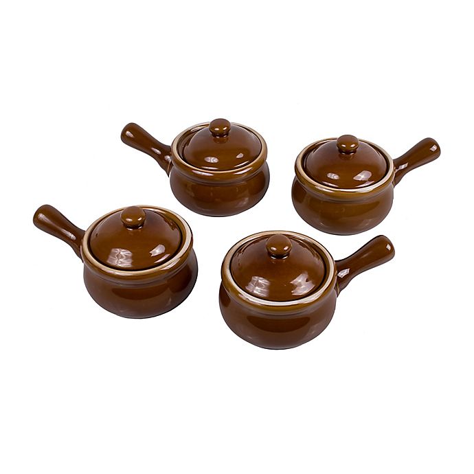 Brown and Ivory Onion Soup Crock Core 12 oz Bowl Set of 6 