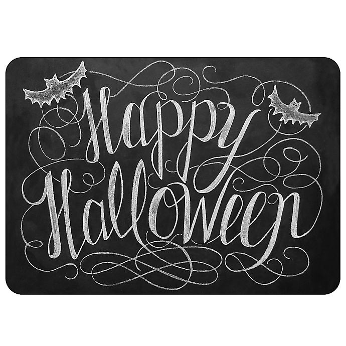 The Softer Side by Weather Guard™ Happy Halloween Kitchen Mat in Black/White