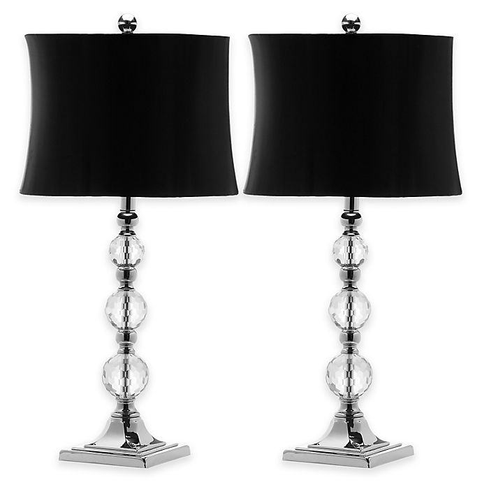 Set Of 2 Safavieh Lighting 28-inch Maeve Black Shade Crystal Ball Table Lamp 