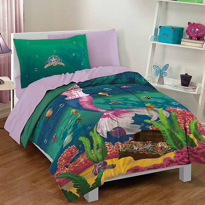 Dream Big Sea Princess 2-Piece Twin Comforter Set in Teal