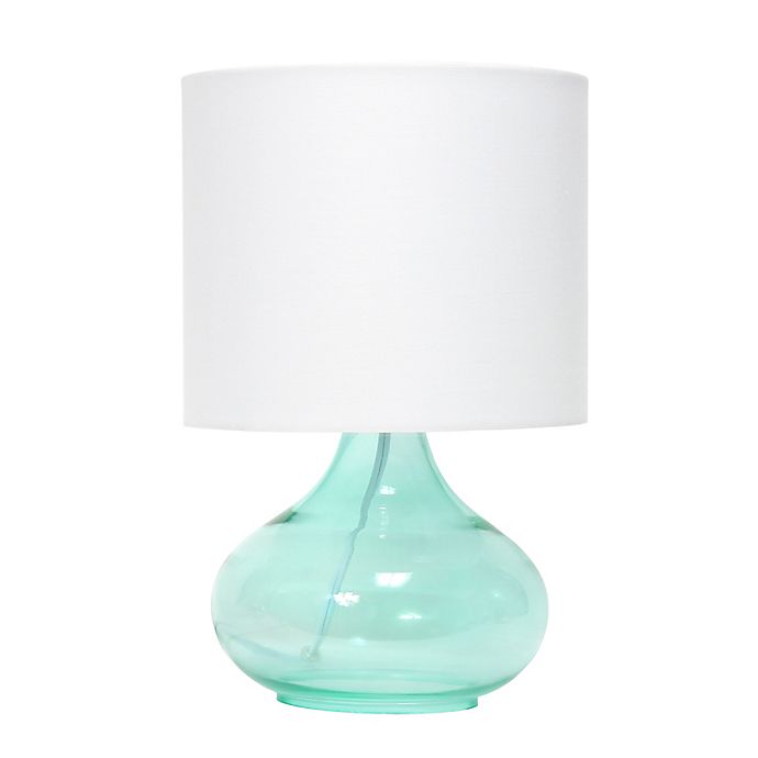 Glass Raindrop Table Lamp in Aqua/White with Shade