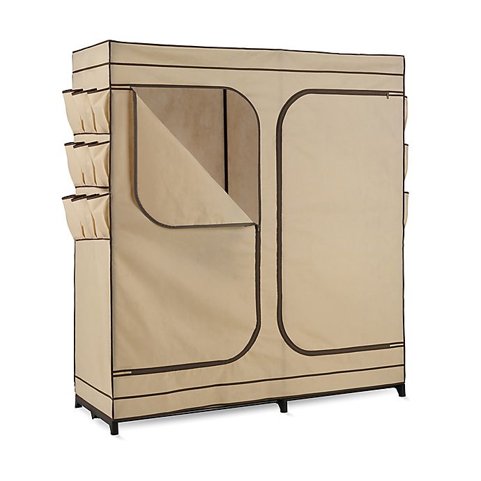 Honey-Can-Do® 60-Inch Double Door Cloth Storage Wardrobe with Shoe Organizer in Khaki