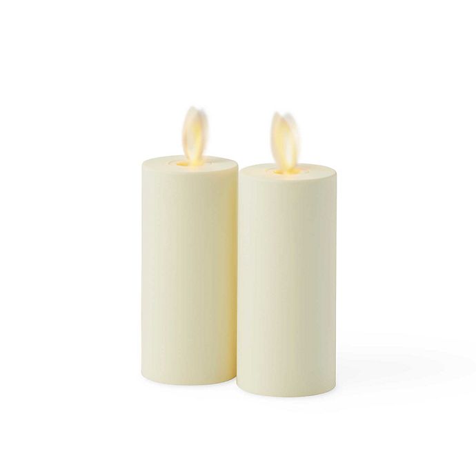 Luminara Flameless Moving Flame Taper Candle Set of 2 For Home Decor 8" White 