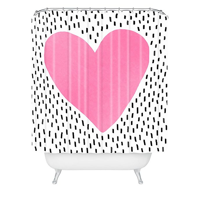 Deny Designs Elisabeth Fredriksson Polka Dot Heart Shower Curtain in Pink