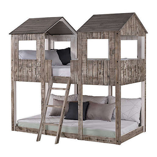 Tower Twin Over Bunk Bed In Rustic, Maddox Twin Over Double Bunk Bed