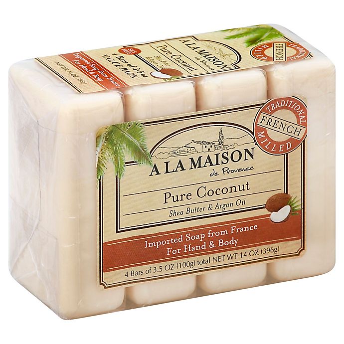 A La Maison de Provence 4-Pack 3.5 oz. Pure Coconut Bar Soaps for Hand & Body