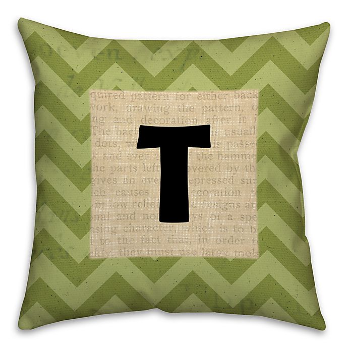 Text Accented Chevron 16-Inch Square Throw Pillow in Green
