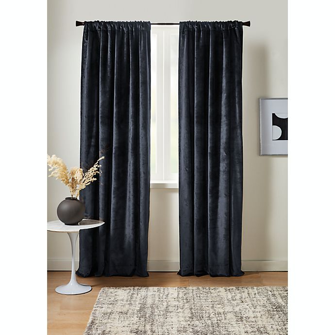 Studio 3B™ Velvet 108-Inch Room Darkening Window Curtain Panel in Navy (Single)