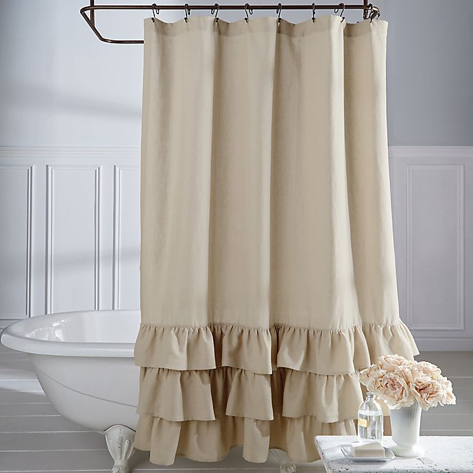Veratex Vintage Ruffle Shower Curtain, White Cotton Ruffle Shower Curtain