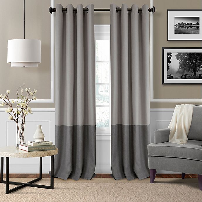 Elrene Braiden 84-Inch Grommet Color Block Room-Darkening Window Curtain Panel in Grey (Single)
