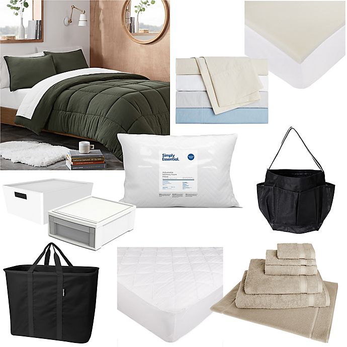 Twin XL Bedding, Bath, and Storage Essentials Dorm Room Collection