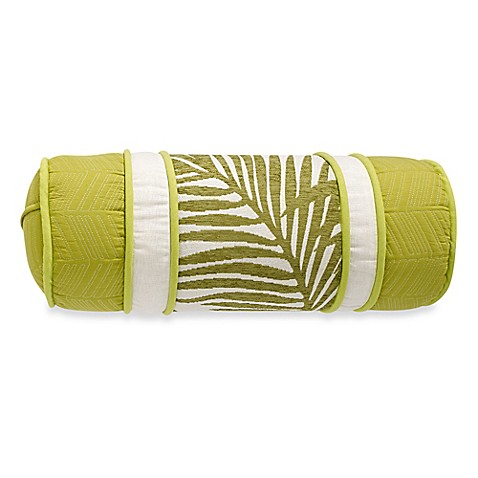HiEnd Accents Capri Fern Neckroll Throw Pillow in Green/White - Bed Bath & Beyond