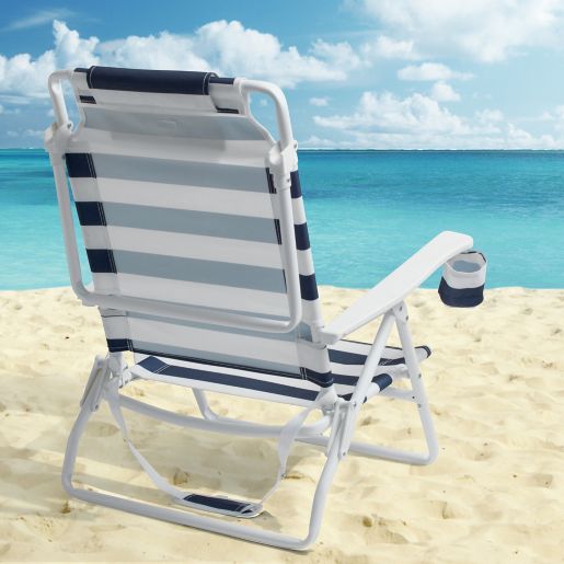 Destination Summer 5 Position Beach Chair In Navy White Bed Bath Beyond