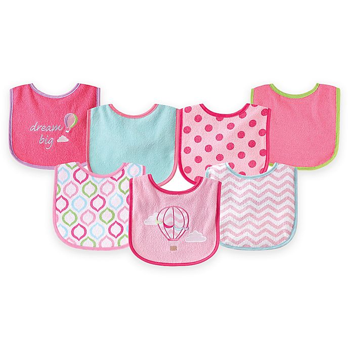 BabyVision® Luvable Friends® 7-Pack Hot Air Balloon Bib Set in Pink