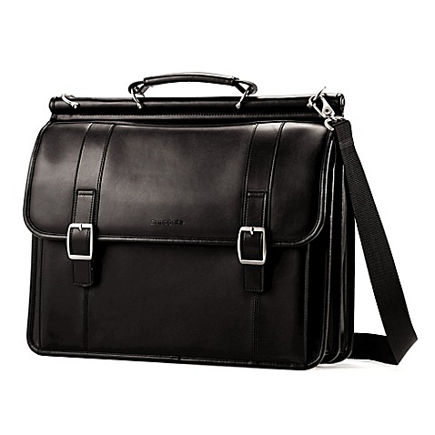 Samsonite® Leather Flapover Business Case - Bed Bath & Beyond