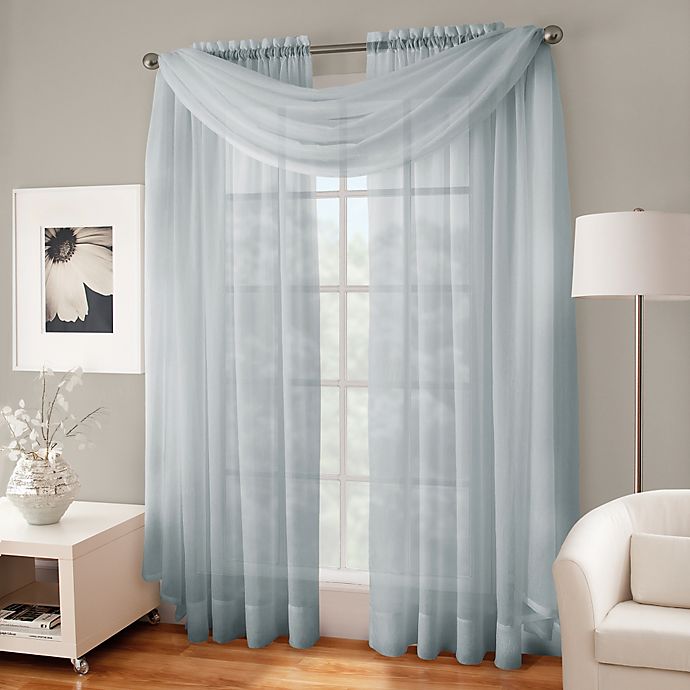 Crushed Voile Sheer 63-Inch Rod Pocket Window Curtain Panel in Spa Blue 