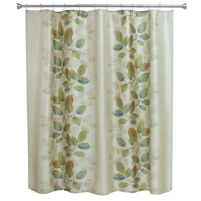 Bacova Waterfall Leaves Shower Curtain, Beige Blue Green Shower Curtain