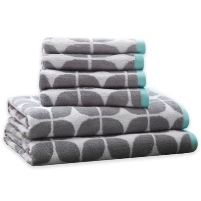 intelligent design lita 6 piece cotton jacquard towel se
