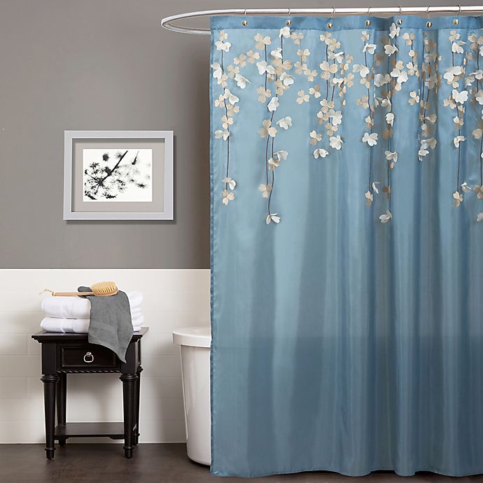 Flower Drops Shower Curtain In Federal, Cascade Shower Curtain Teal
