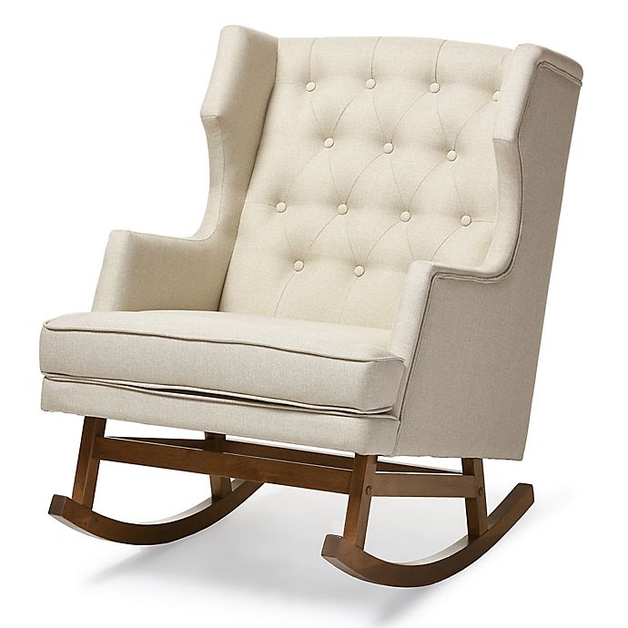 Baxton Studio Iona Button-Tufted Wingback Rocking Chair