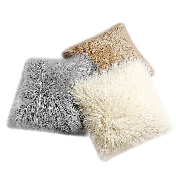 Decorinnovation Mongolian Lamb Faux-Fur 18-Inch Square Throw Pillow