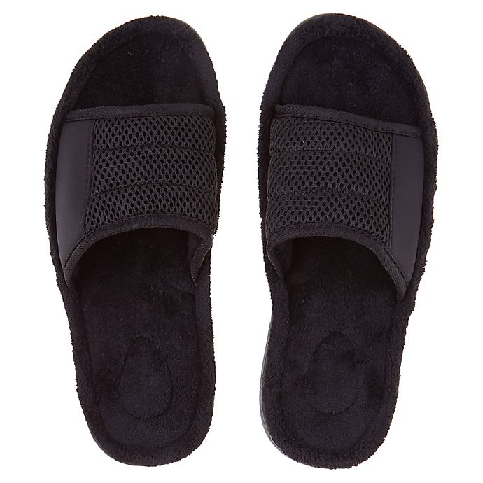 Brookstone® Easy Care Medium Men's Slide Slippers in Black