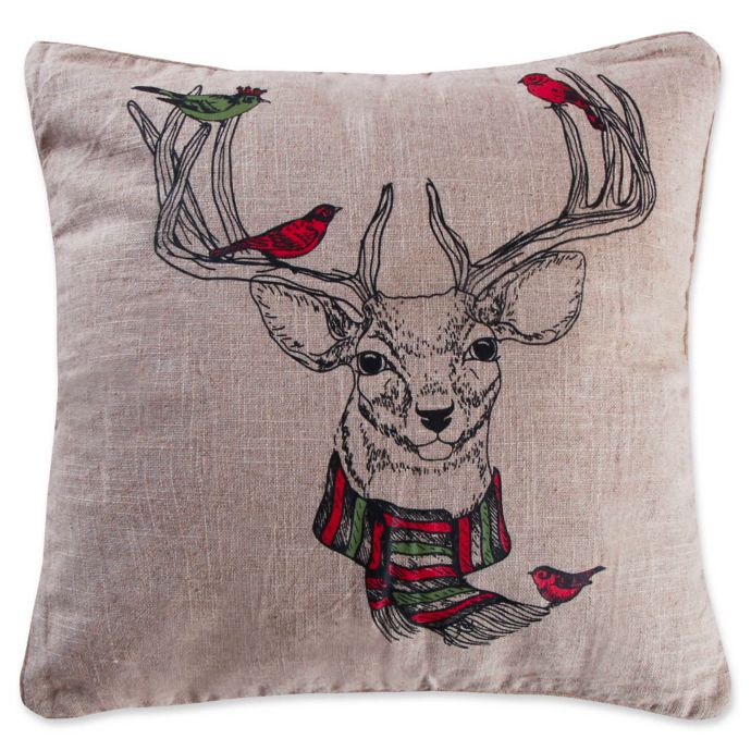 Square Decorative Throw Pillow Case Cushion Cover Deer Buck Black/beige 