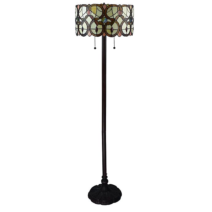 Amora Lighting Tiffany Style Vintage 2-Light Floor Lamp with Glass Shade