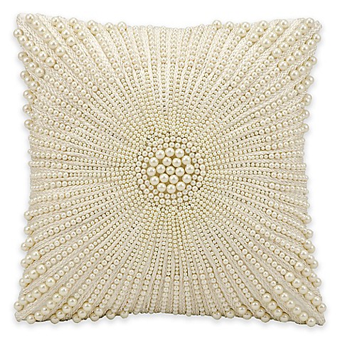 Kathy Ireland Home by Gorham 12-Inch Square Throw Pillow in Ivory - Bed Bath & Beyond