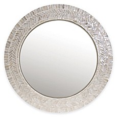 image of 18-Inch Round Capiz Large Mirror in Ivory